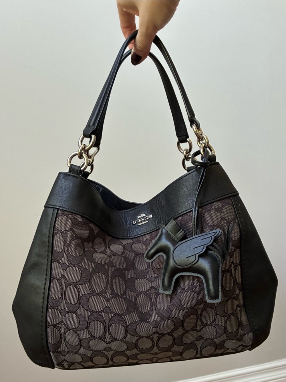 Coach Black Signature Canvas and Leather Hobo Shoulder Bag - Picture 13 of 15